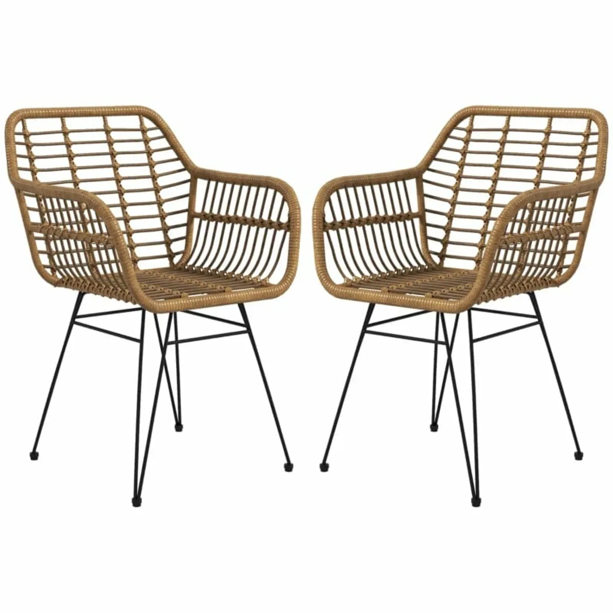 2-Pack Boho-Style Chairs, Kitchen Chairs, PE Ratta - Image 3