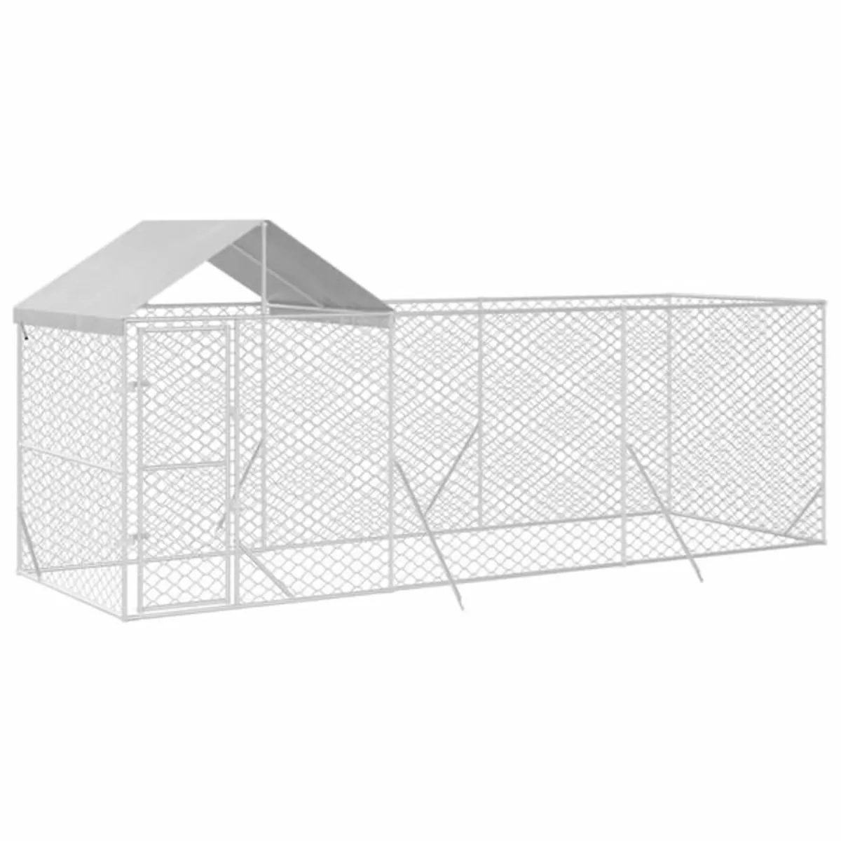 Outdoor Dog Kennel with Roof Silver 6x2x2.5 m Galv - Image 2