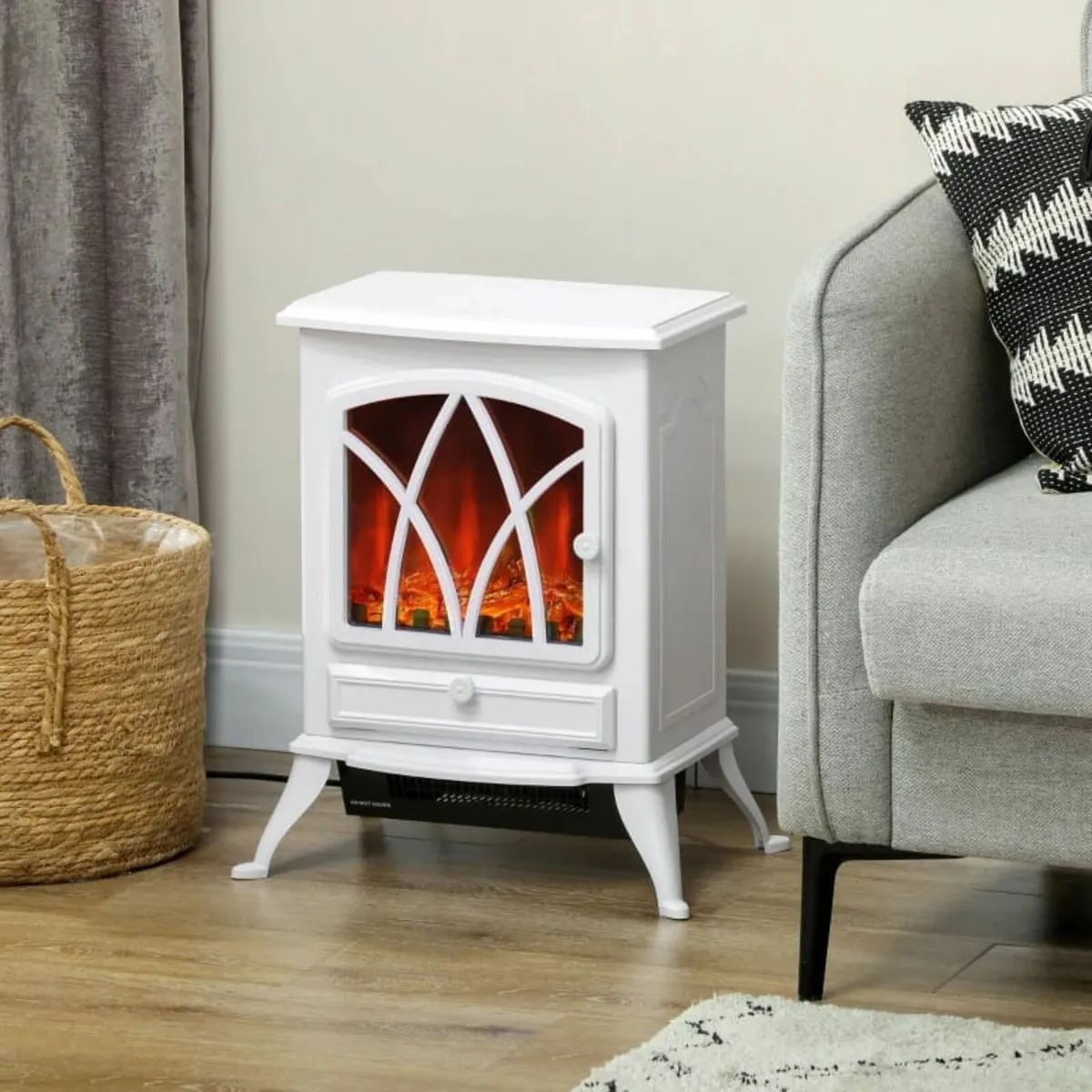 1kW-2kW Vintage Electric Fireplace Heater - White - Image 2