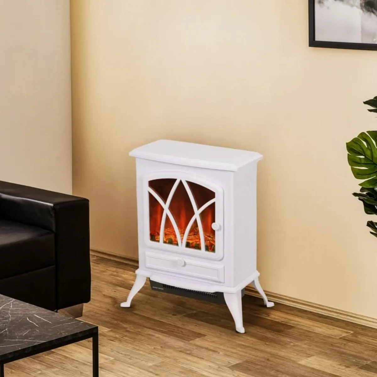 1kW-2kW Vintage Electric Fireplace Heater - White - Image 4