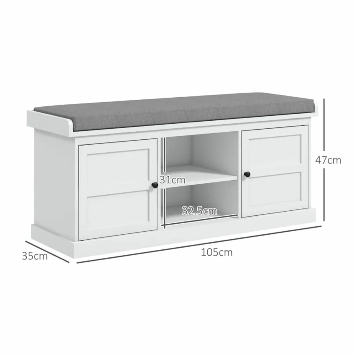 Multi-Compartment Shoe Storage Bench, with Top Cus - Image 3