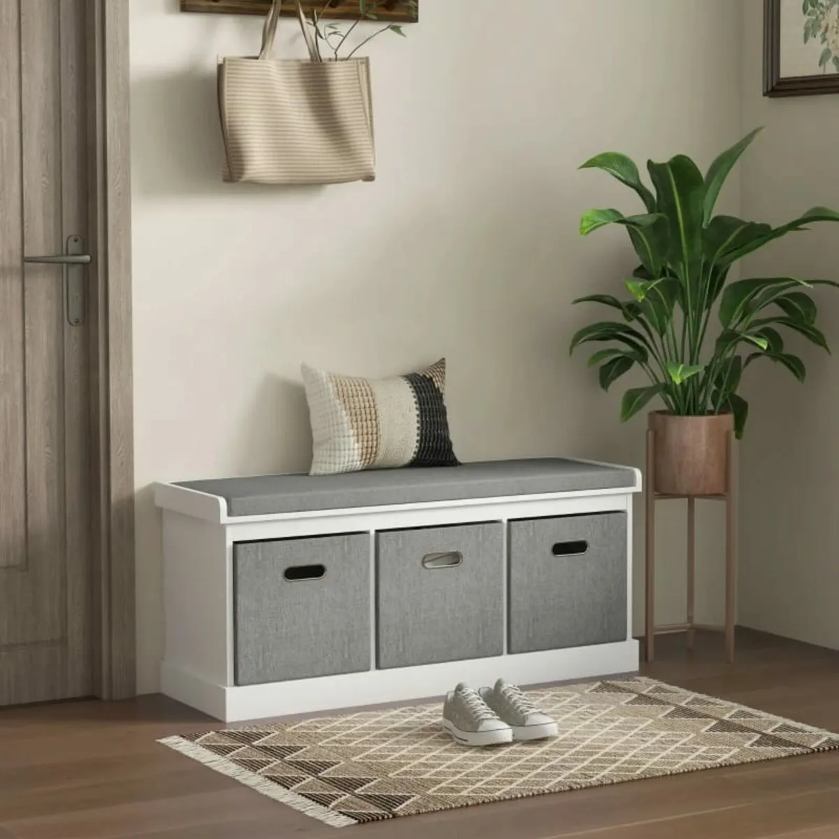 Three-Drawer Shoe Storage Bench, with Padded Top S - Image 4