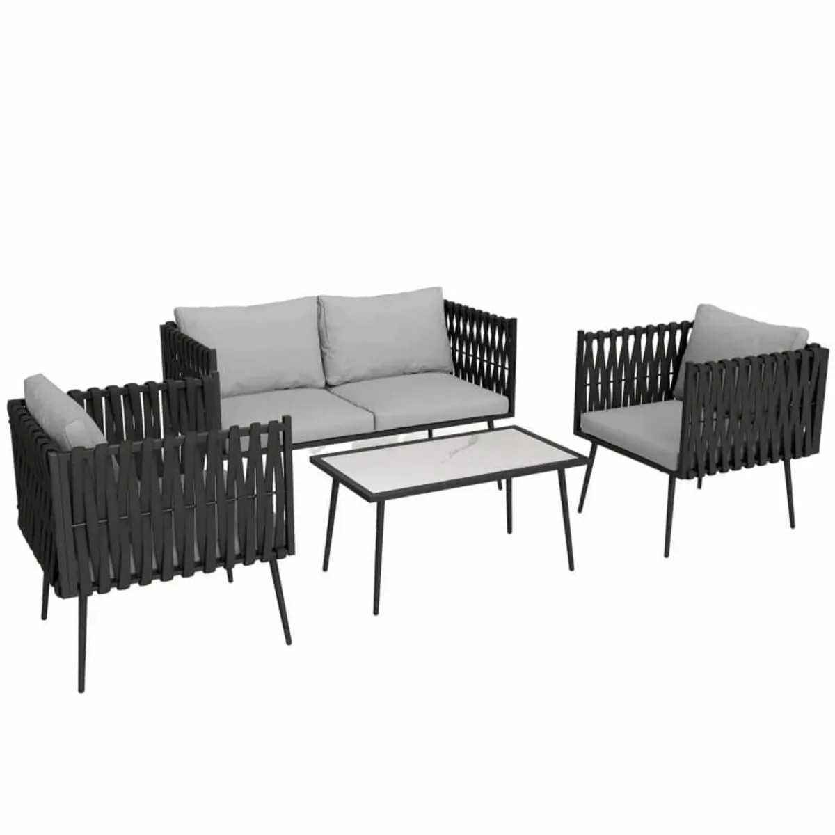 4-Piece Garden Furniture Set with Cushions - Light - Image 2
