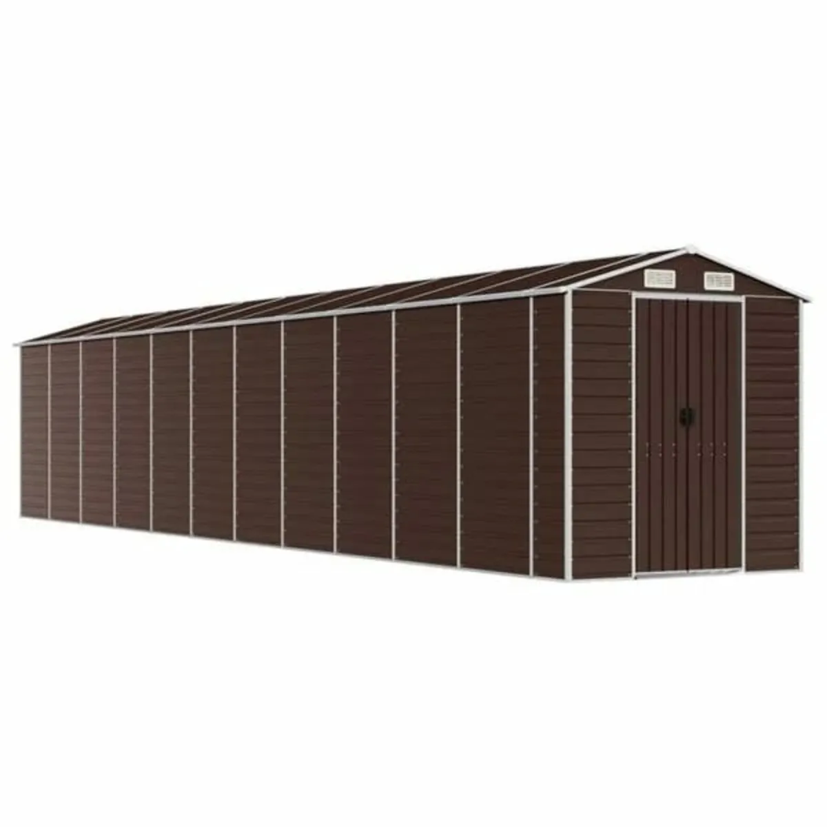 Garden Shed Brown 191x980x198 cm Galvanised Steel - Image 1