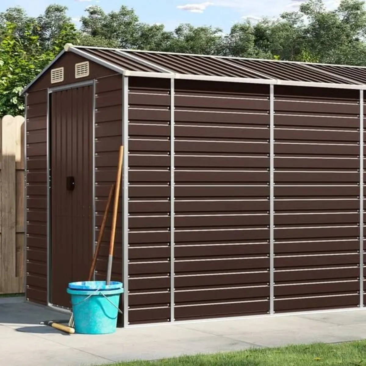 Garden Shed Brown 191x980x198 cm Galvanised Steel - Image 2
