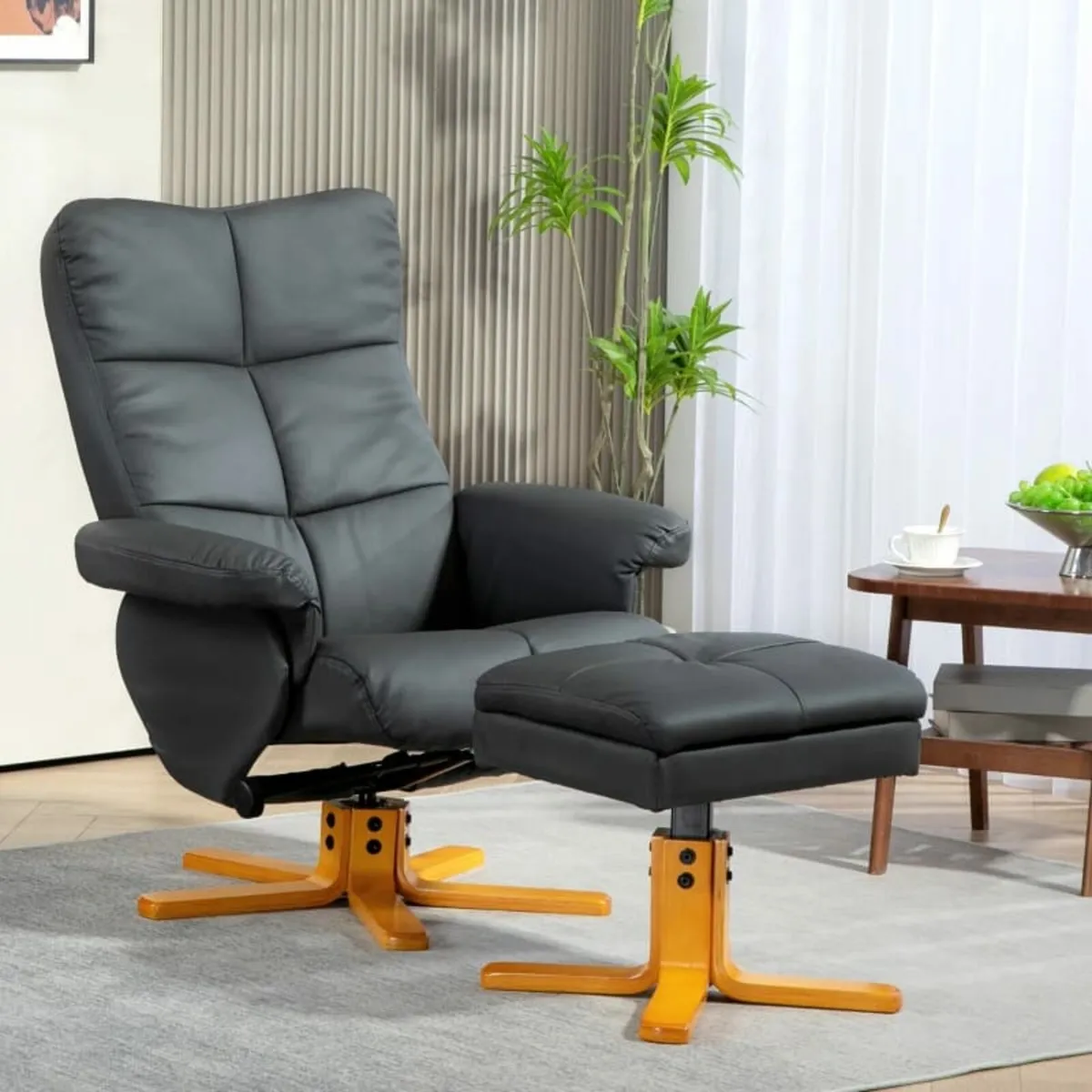 Recliner with Ottoman, 145° adjustable backrest, 3 - Image 1