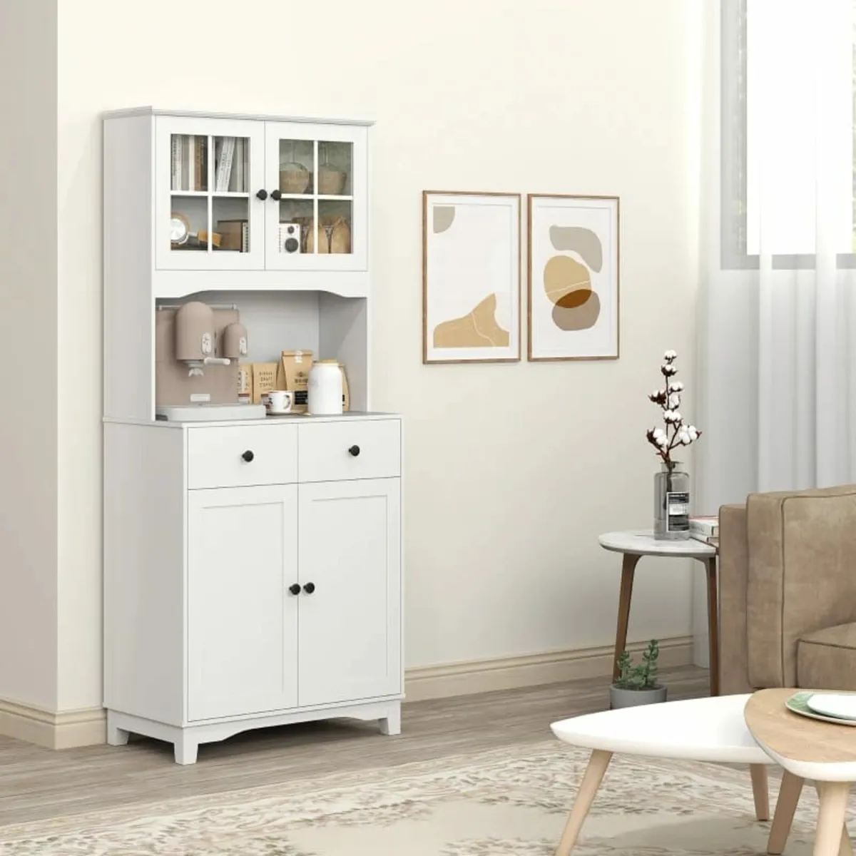 Freestanding Kitchen Cabinet with Worktop for Micr - Image 4