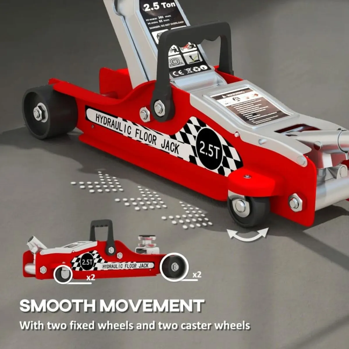 Hydraulic Low Profile Floor Jack, 2.5 Tonne Heavy - Image 3