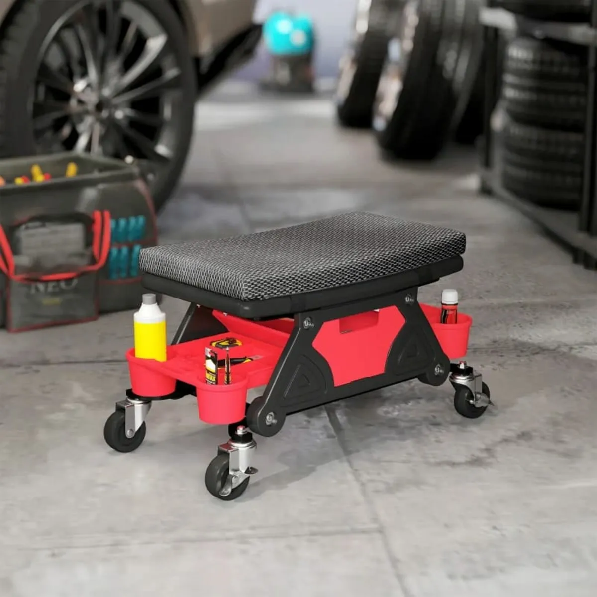Rolling Mechanic Stool, 135kg Capacity Workshop St - Image 3