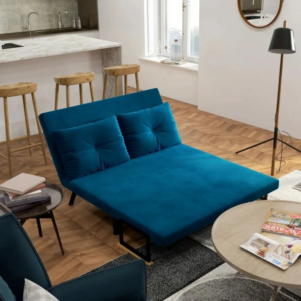 2-Seater Convertible Sofa Bed with Adjustable 5-Le - Image 3