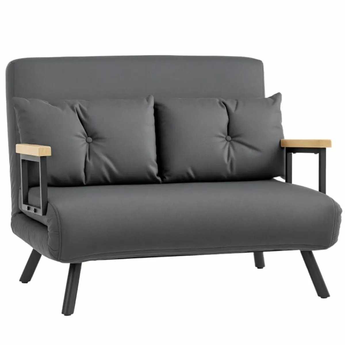 4-in-1 Velvet-Feel Double Sofa Bed, with Pillows - - Image 1