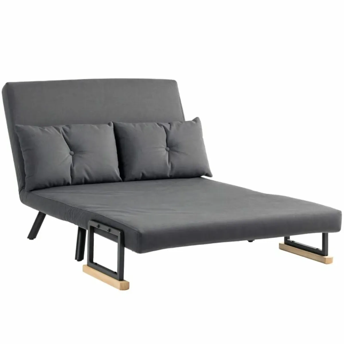 4-in-1 Velvet-Feel Double Sofa Bed, with Pillows - - Image 2