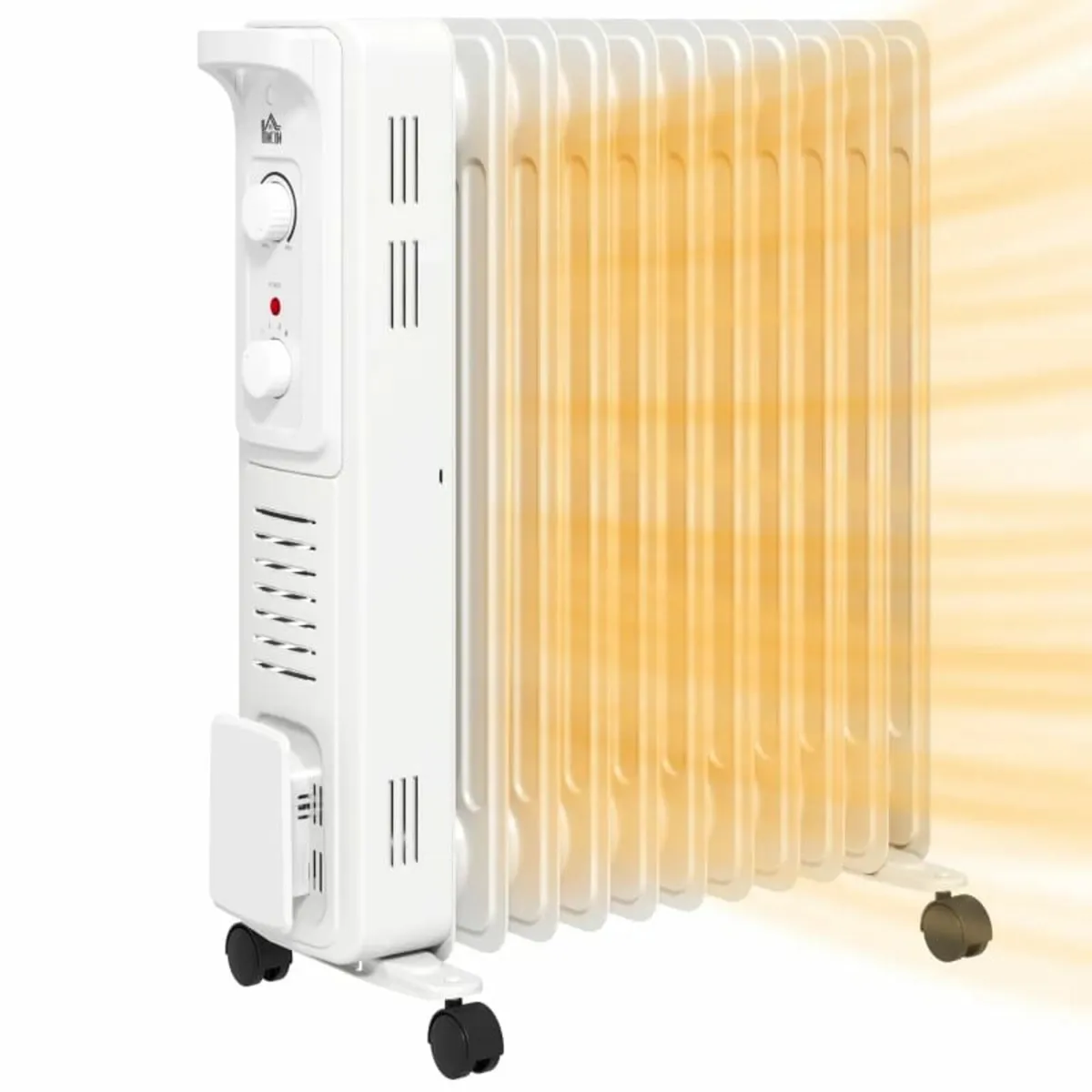 2.5kW 11 Fin Oil-Filled Radiator - White - Image 1
