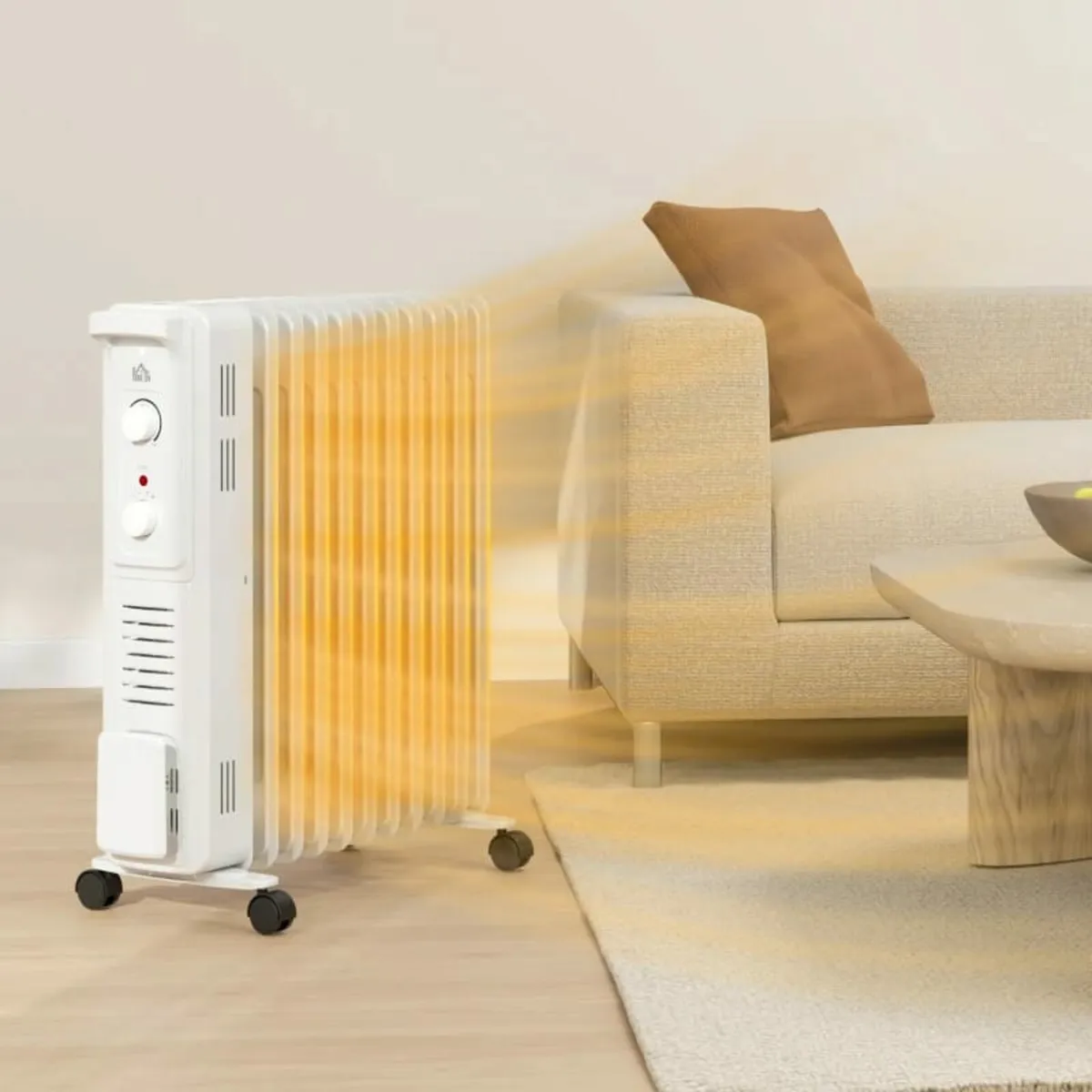 2.5kW 11 Fin Oil-Filled Radiator - White - Image 3