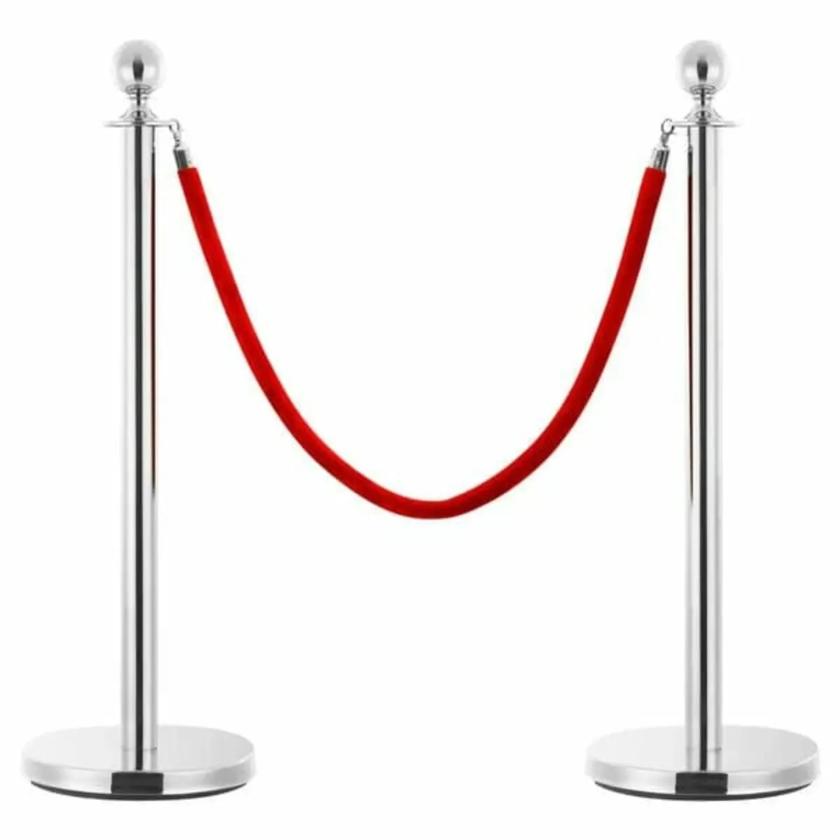 3 Piece VIP Queue Barrier Set Stainless Steel Silv - Image 1