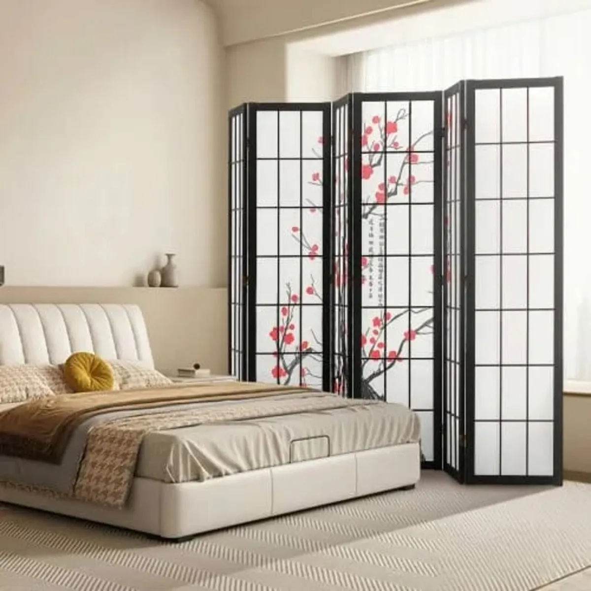 Room Divider, 6 Panel Japanese Room Divider Screen - Image 2