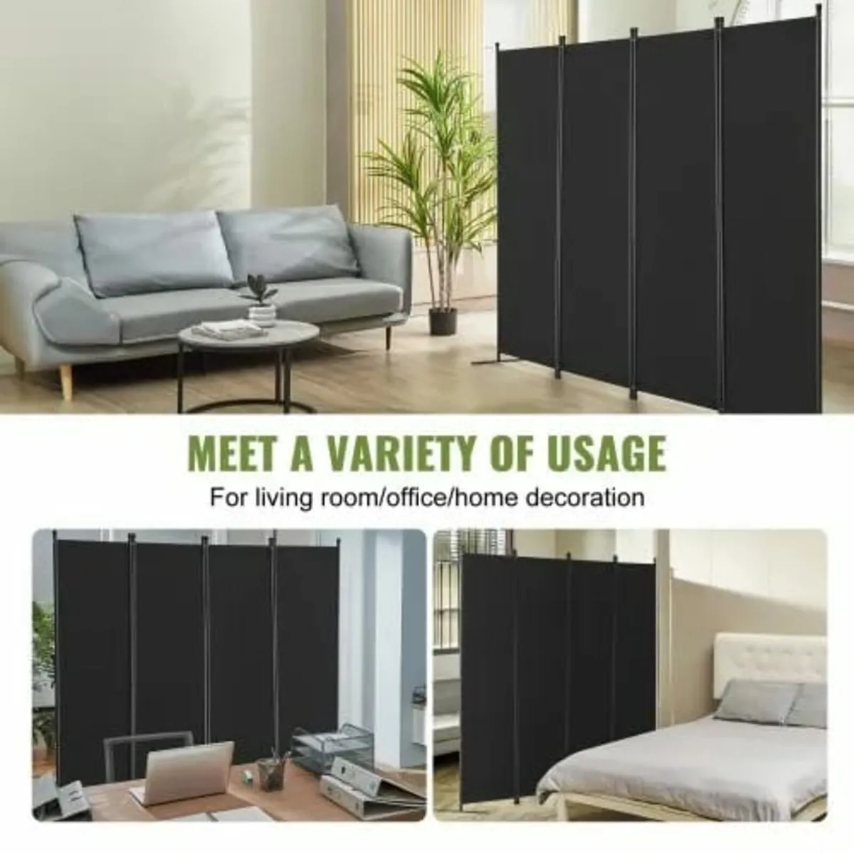 4 Panel Room Dividers and Folding Privacy Screens, - Image 3
