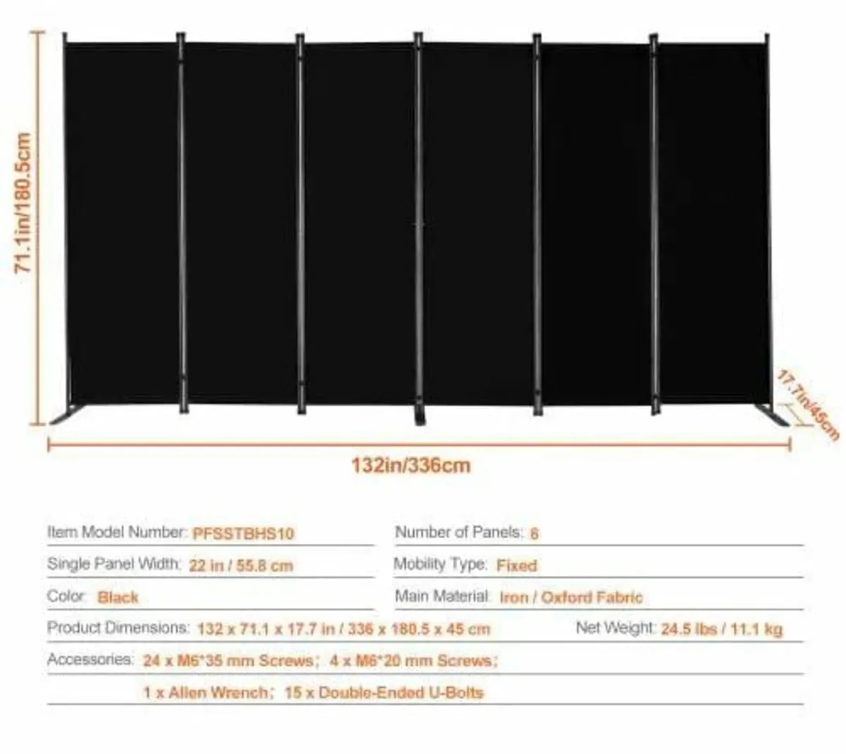 Room Divider, 6 Panels Room Divider, Folding Priva - Image 3