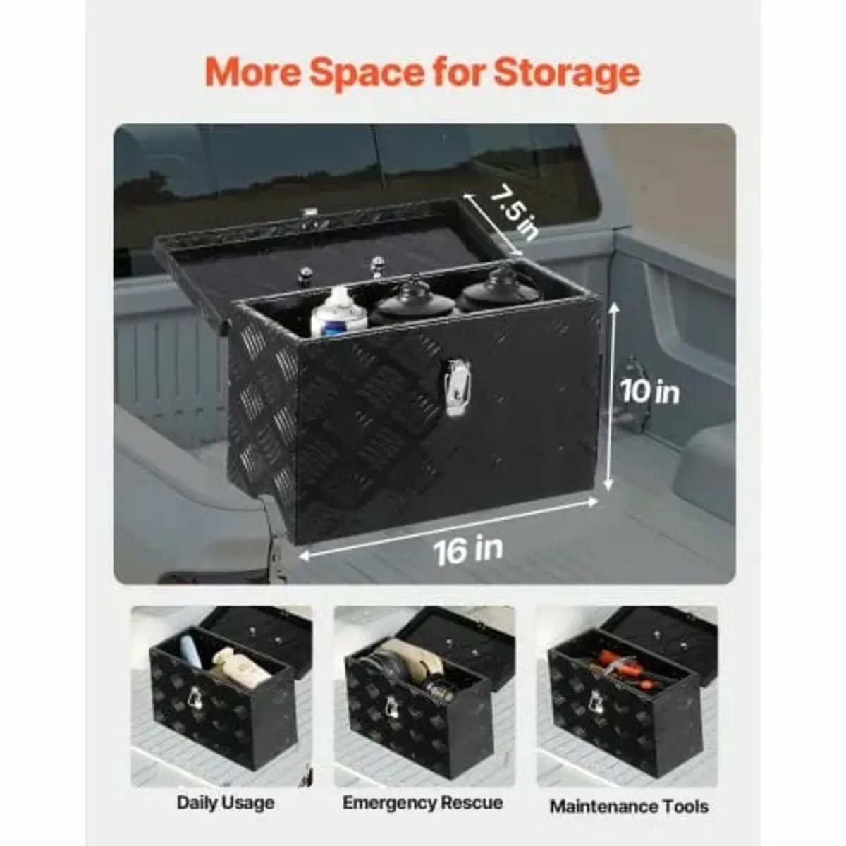 Heavy Duty Aluminum Truck Bed Tool Box, Stripes Pl - Image 2