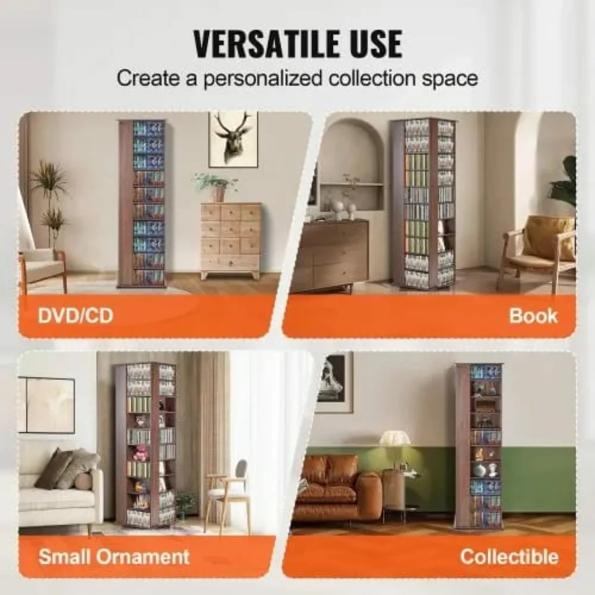 Media Storage Cabinet, Rotating Media Tower, Holds - Image 4