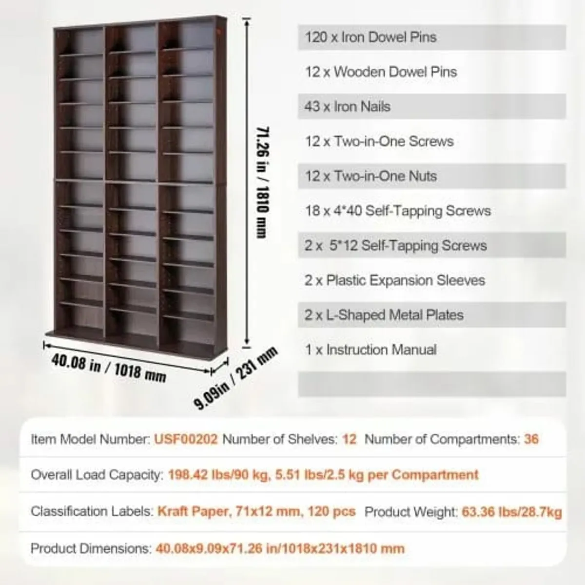 Media Storage Cabinet, Adjustable DVD Cabinet, CD - Image 3