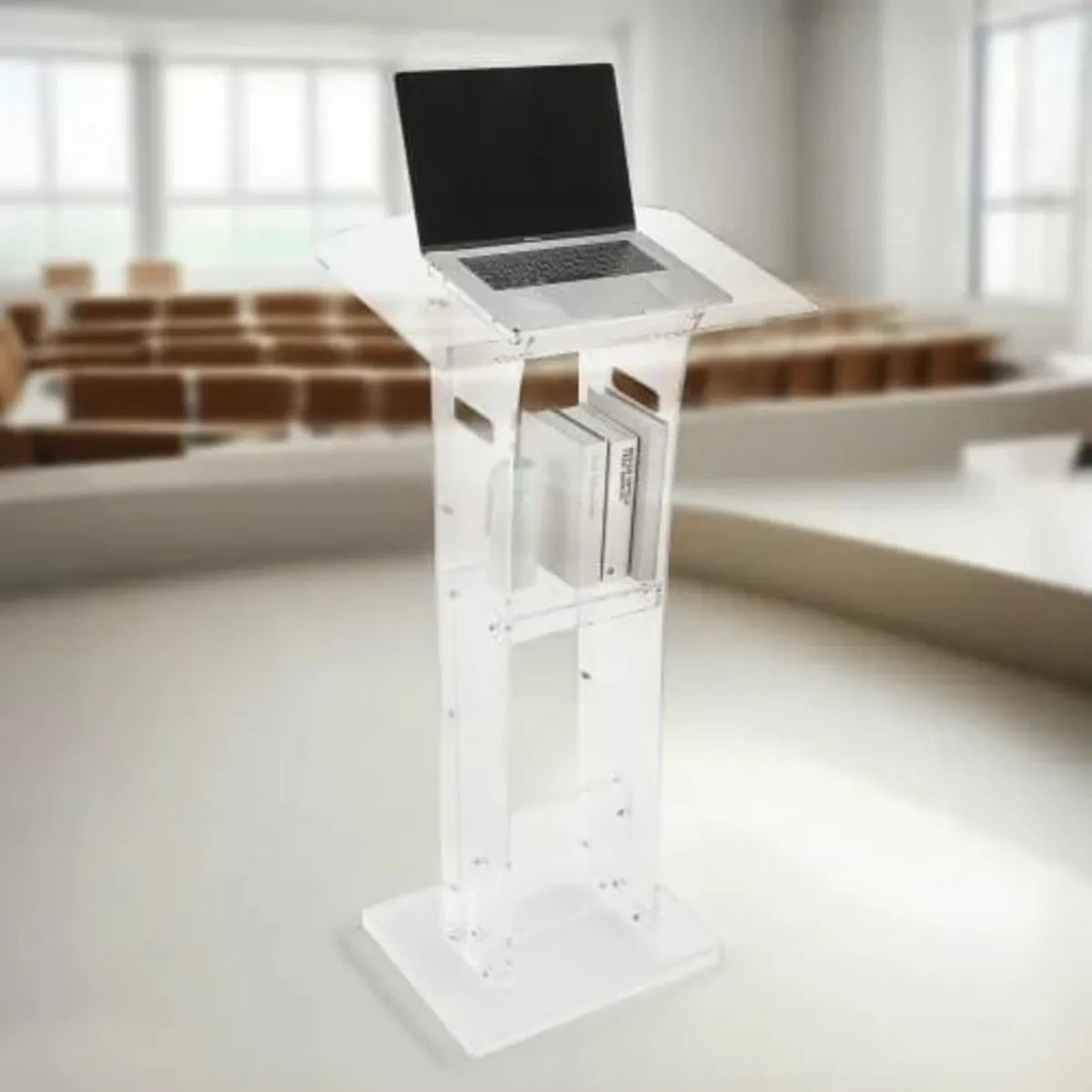 Podium Stand, 1100 mm Acrylic Lectern, Portable La - Image 2