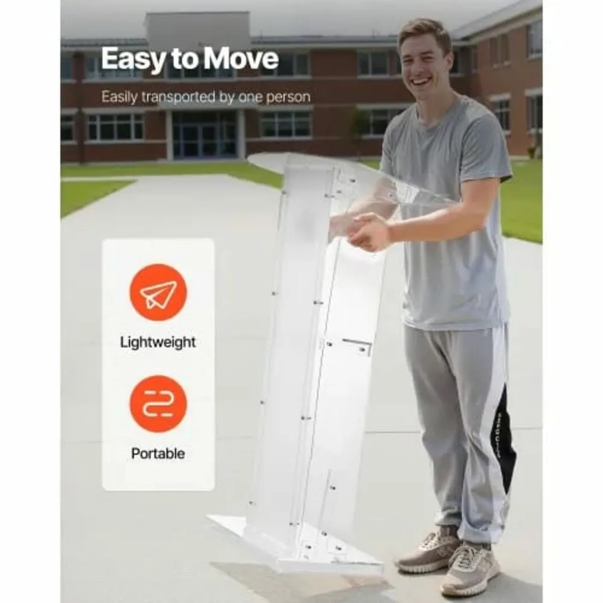 Podium Stand, 1100 mm Acrylic Lectern, Portable La - Image 3