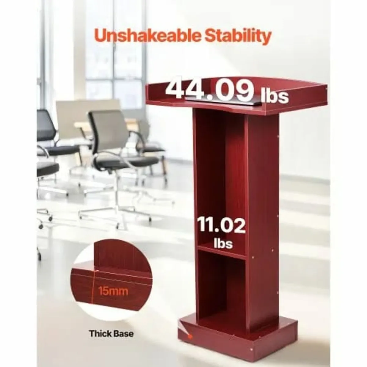 Podium Stand, 1040 mm Wooden Lectern, Laptop Desk - Image 4