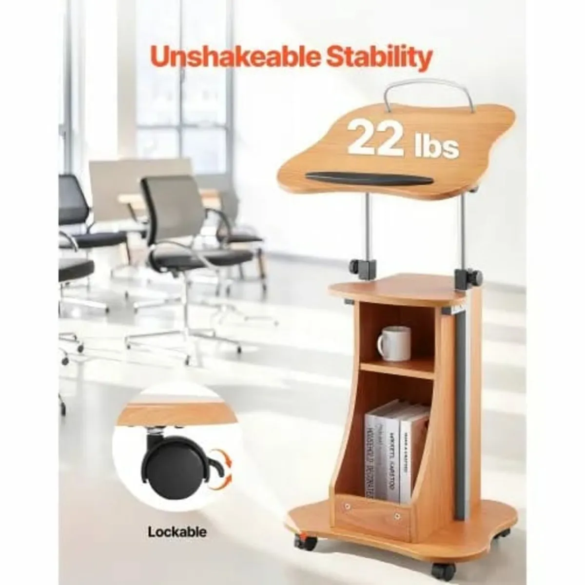 Podium Stand, 1100 mm Wooden Lectern, Portable Lap - Image 3