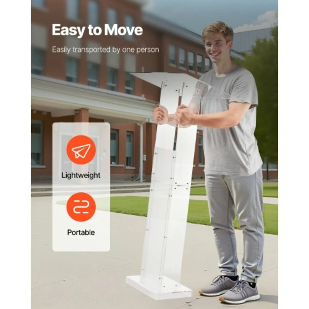 Podium Stand, 1265 mm Acrylic Lectern, Portable La - Image 4