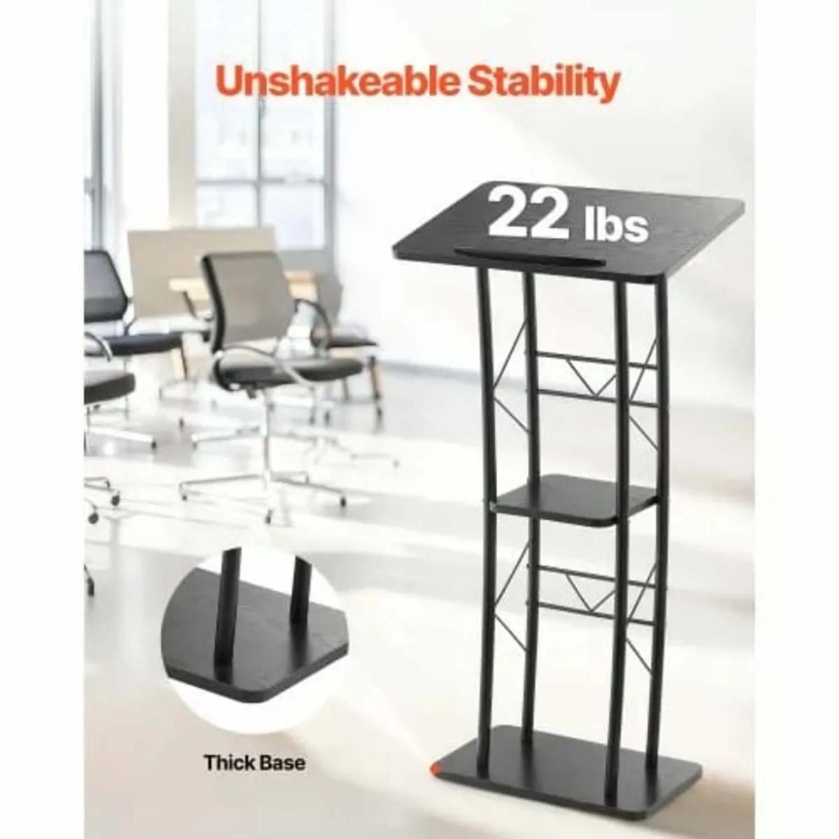 Podium Stand, 1180 mm Metal Lectern, Curved Standi - Image 3