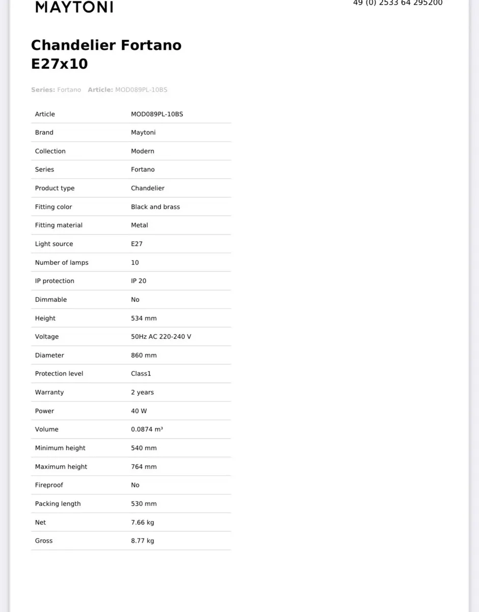 Maytoni Fortano 10 light Chandelier - Brand New - Image 3