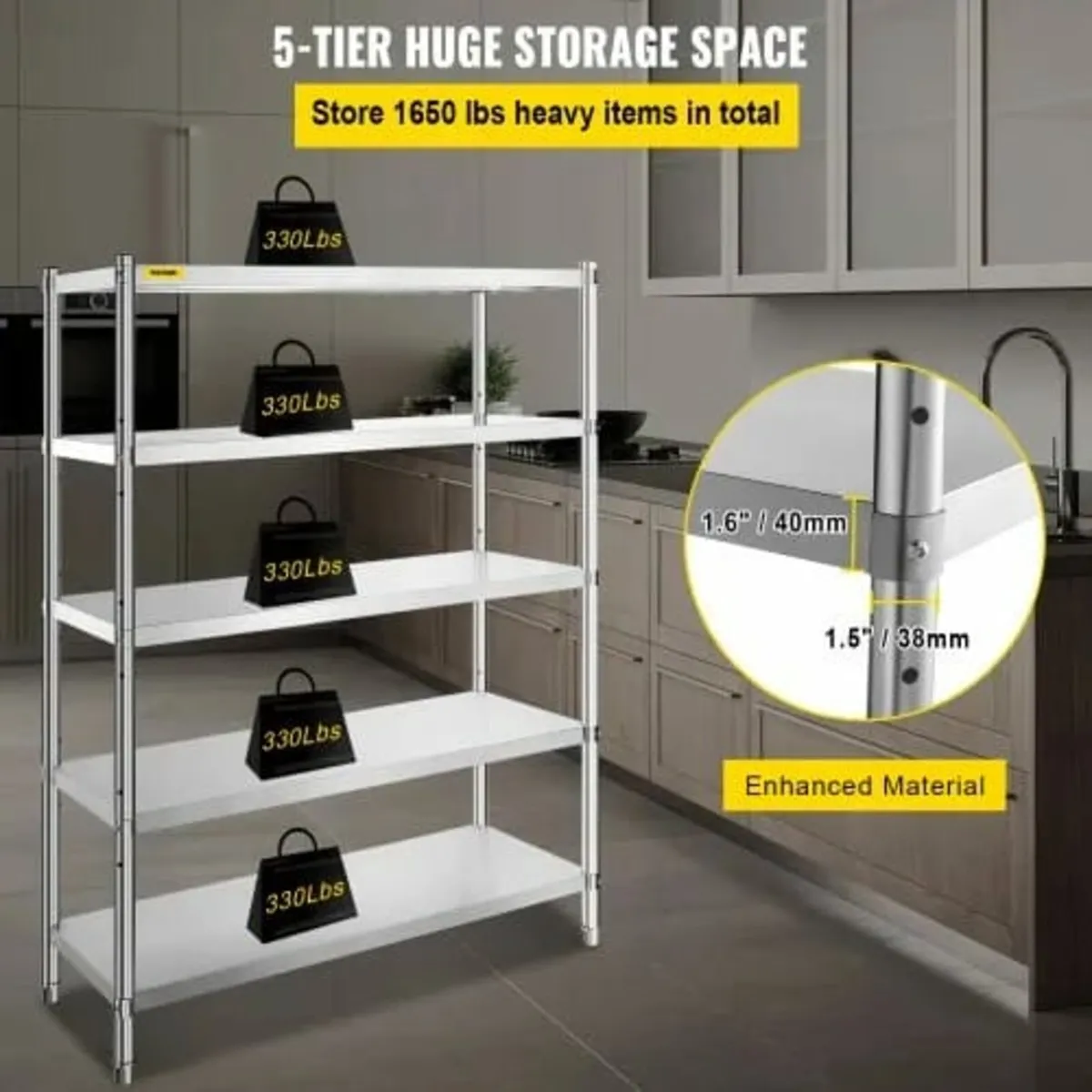 Shelving Unit 48x18.5 Inch Storage Shelves 5-Tier - Image 2