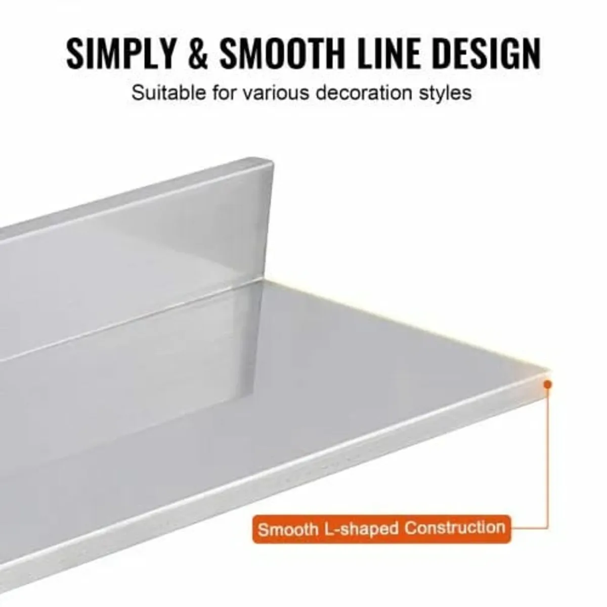 21.8 x 76.2 cm Stainless Steel Shelf, Wall Mounted - Image 3