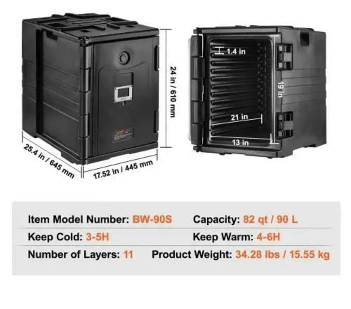 Insulated Food Pan Carrier, 90 L Hot Box for Cater - Image 4