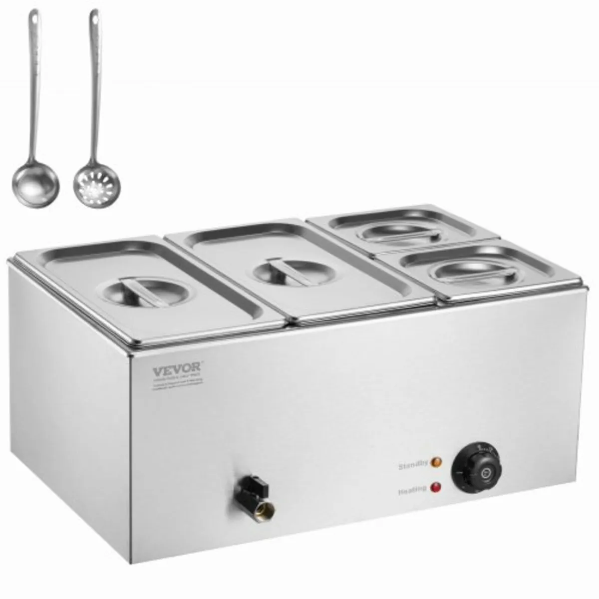 4-Pan Commercial Food Warmer, 15.5L Electric Steam - Image 1