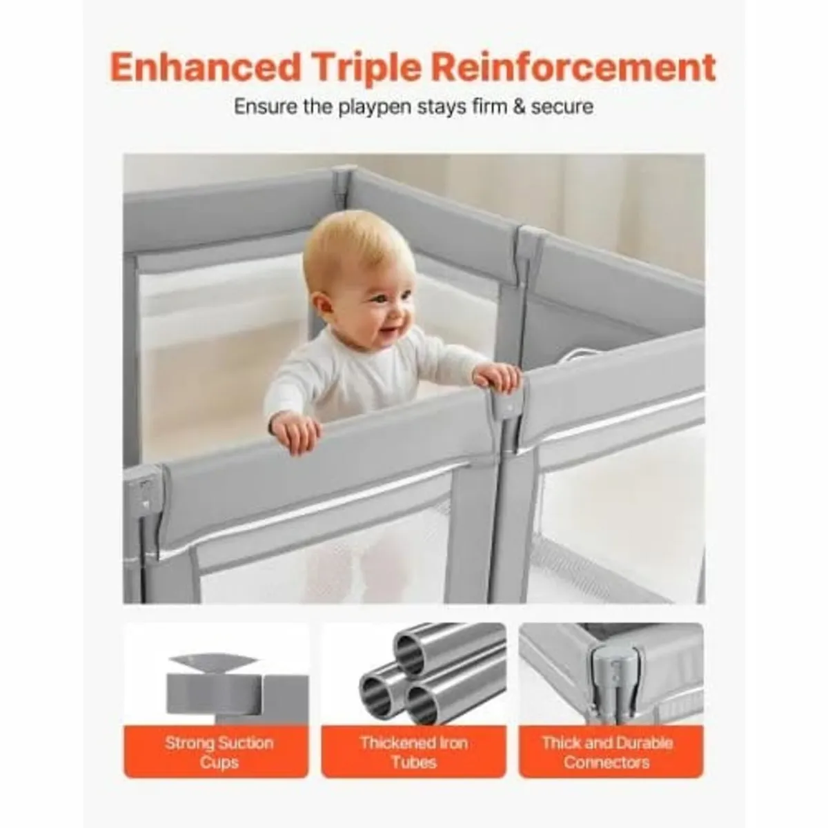 Baby Playpen, 1200 x 1200mm Foldable Toddlers Play - Image 3