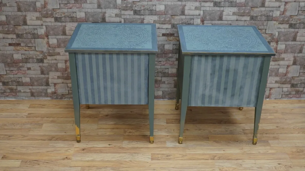 Vintage “Blue Mandala” Nightstands - Image 3
