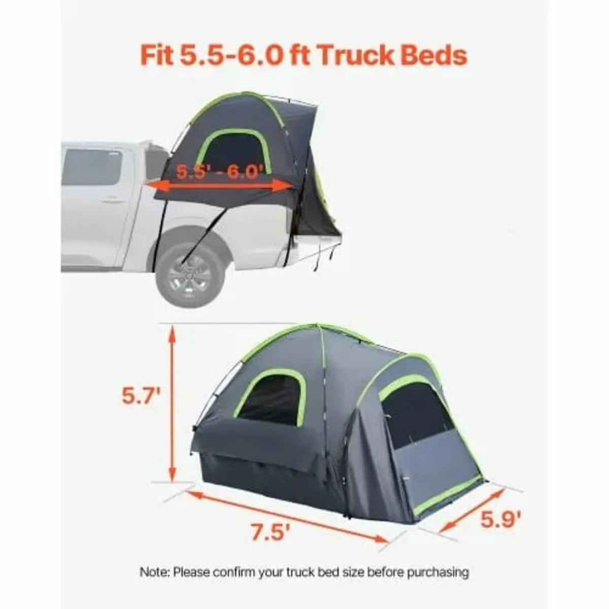 Pickup Truck Tent, Fit 5.5-6.0 ft Truck Tents for - Image 3