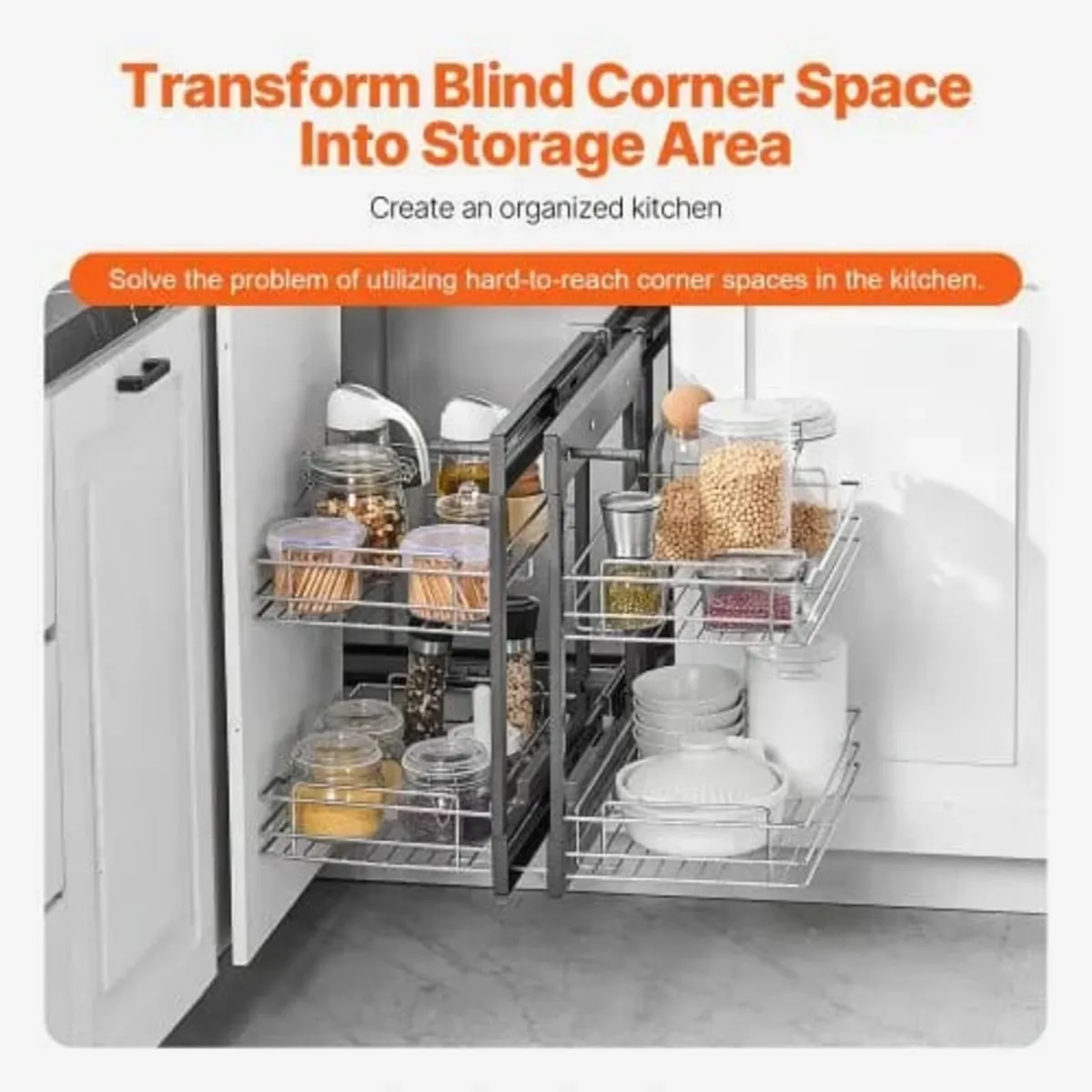 Min 15"W Opening Blind Corner Pull Out Organizer, - Image 4