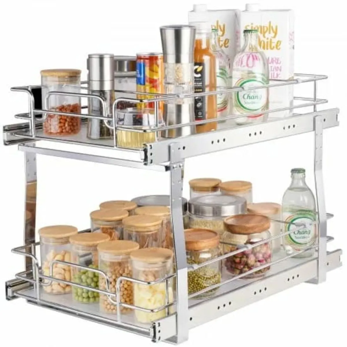 2 Tier 14"Wx21"Dx15"H Pull Out Cabinet Organizer, - Image 1