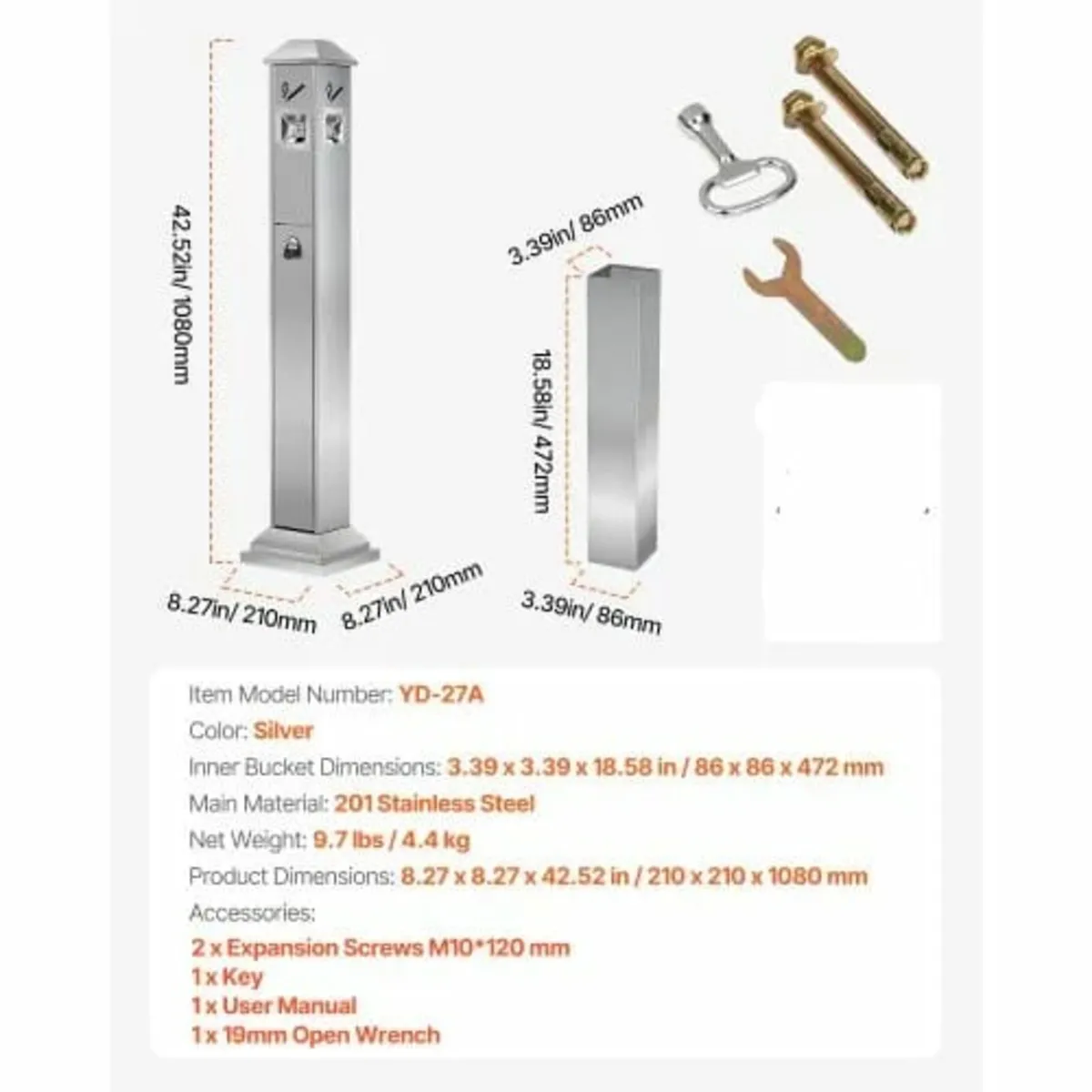 Cigarette Butt Receptacle, Square Cigarette Butt C - Image 3