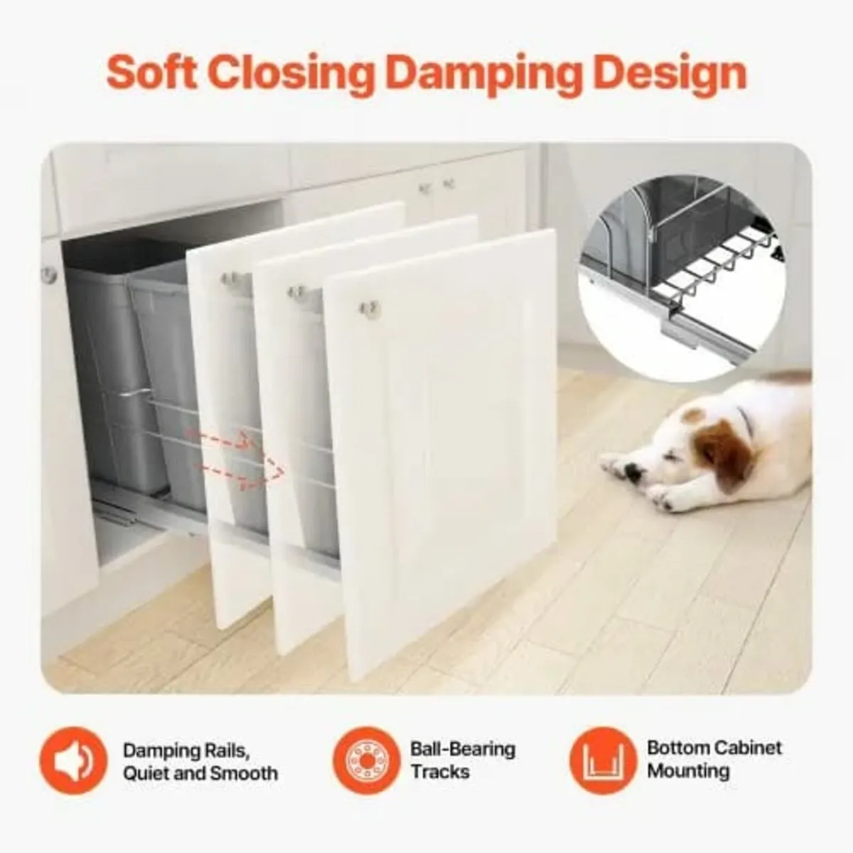 Pull-Out Trash Can, 27 QT x2 Double Under Mount Ki - Image 4