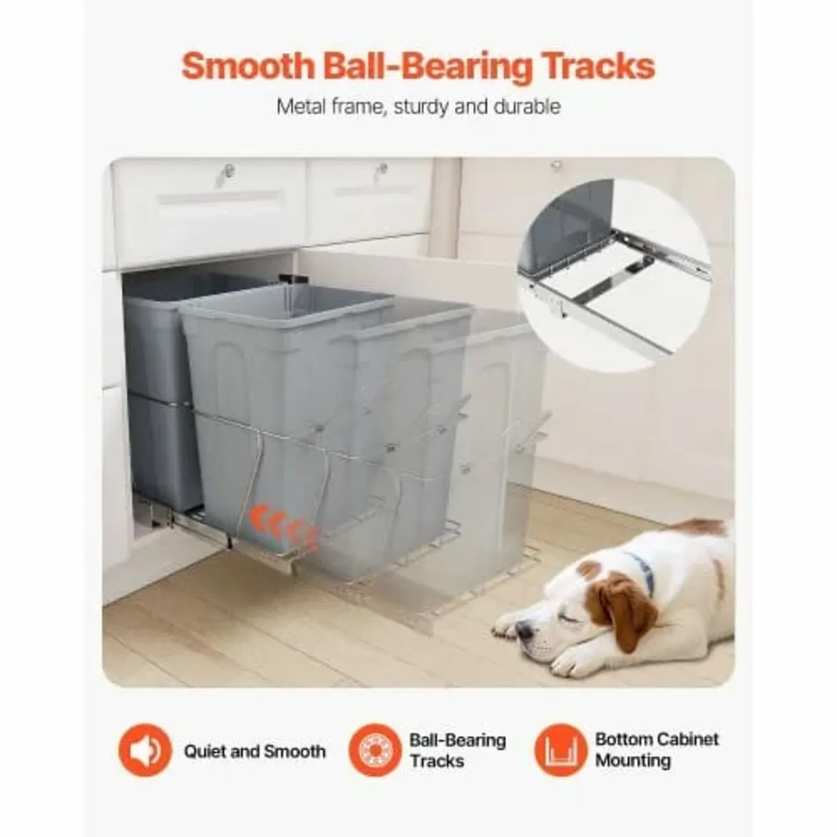 Pullout Trash Can for Kitchen Cabinets, Double Und - Image 3