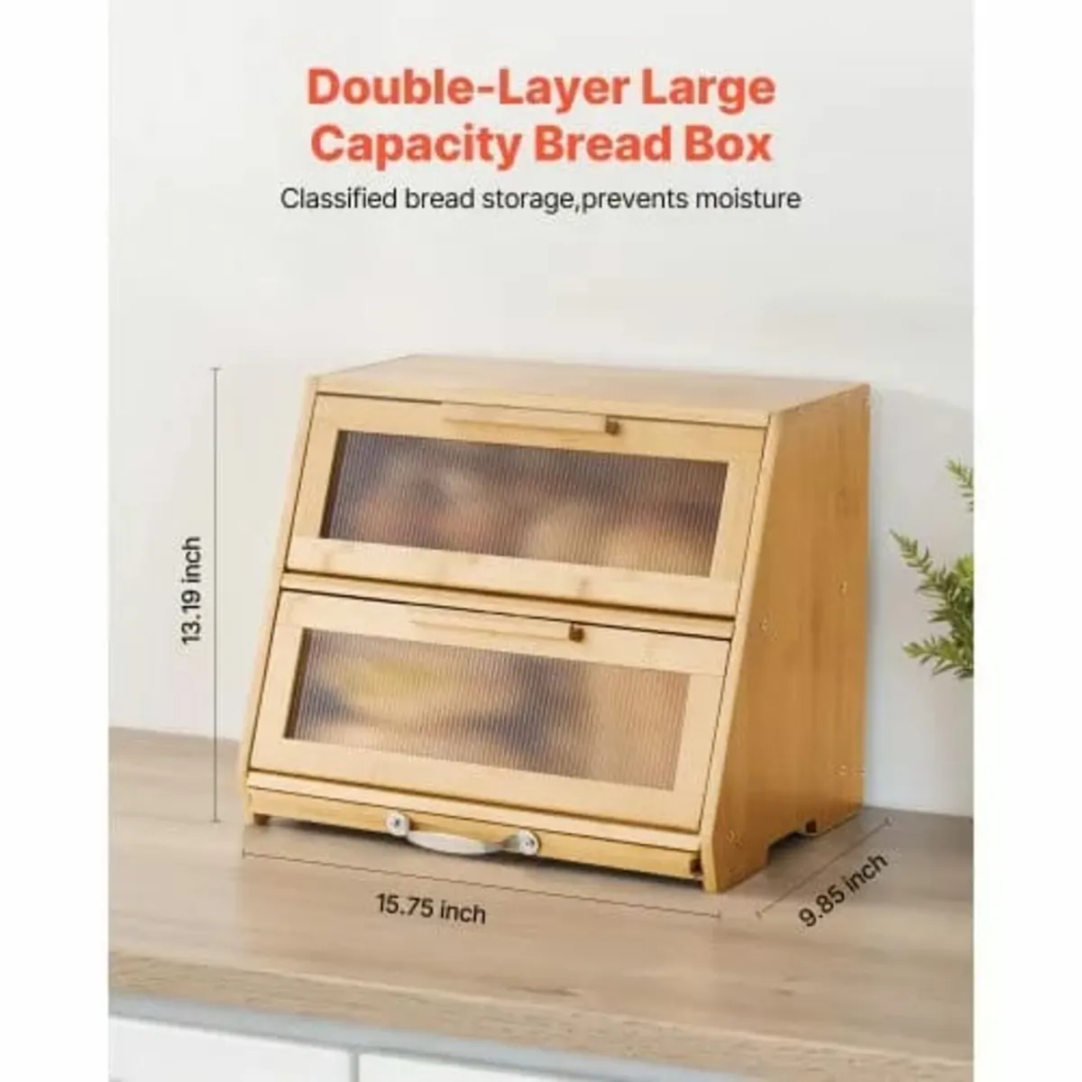 Double Layer Bread Box for Kitchen Counter, Large - Image 4