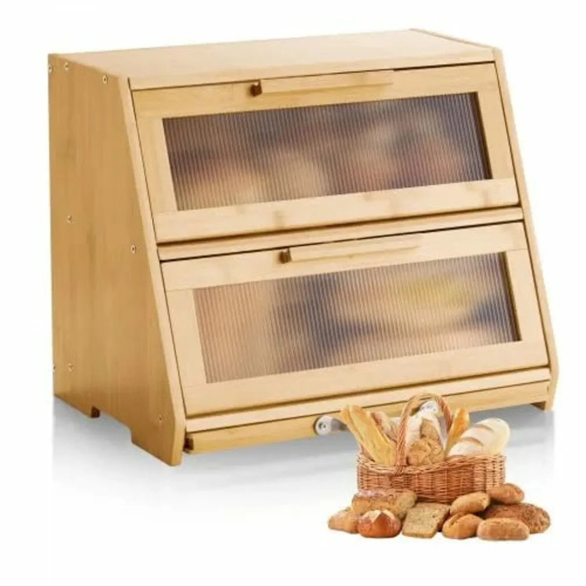 Double Layer Bread Box for Kitchen Counter, Large - Image 1