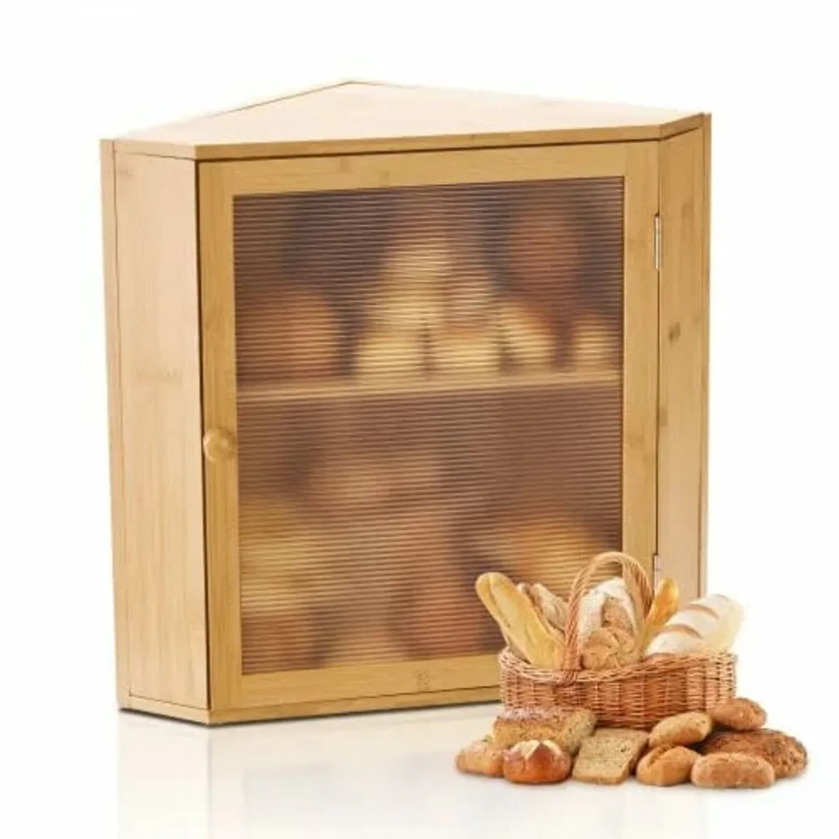Corner Bread Box for Kitchen Counter, Double Layer - Image 1