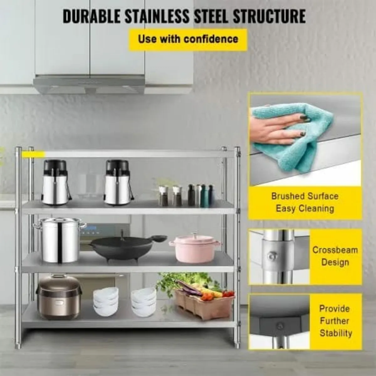 Storage Shelf, 4-Tier Stainless Steel Shelving, St - Image 2