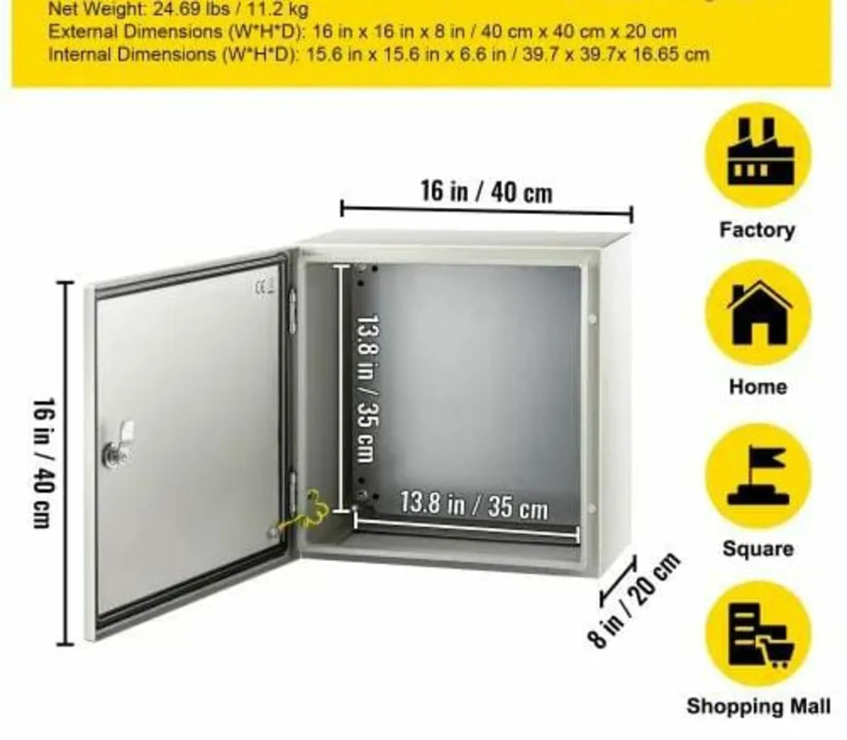 NEMA Steel Enclosure, 40x40x20 cm NEMA 4X Steel El - Image 4
