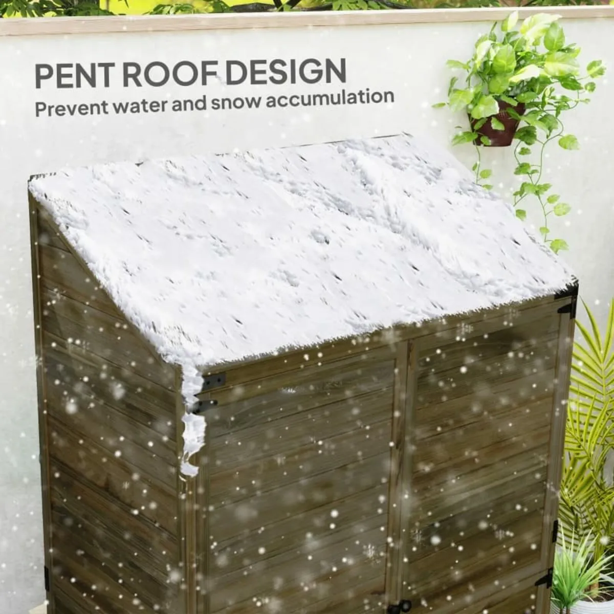 59 x 103.5 cm Two-Tier Wooden Garden Shed - Olive - Image 4